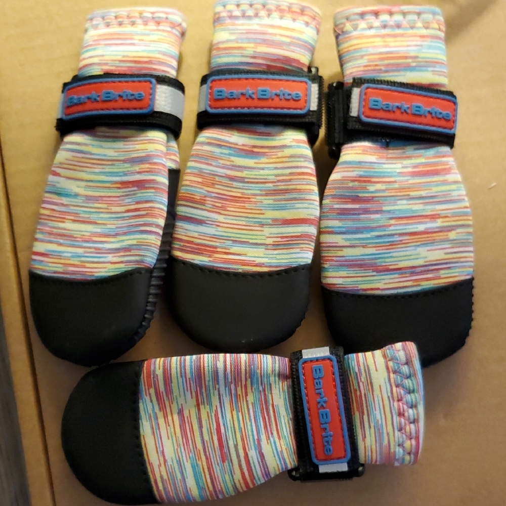 Bark Brite Striped Dog Booties 4-pk Set, Small